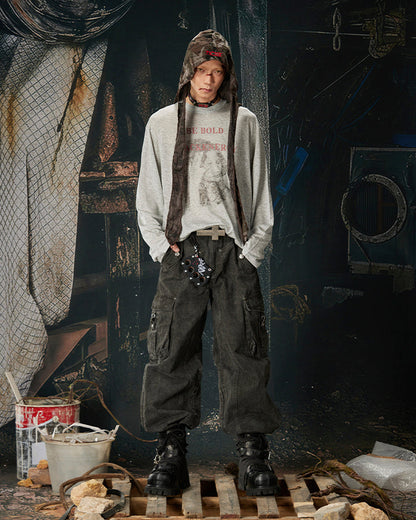Side Drawstring Pleated Design Long Pants