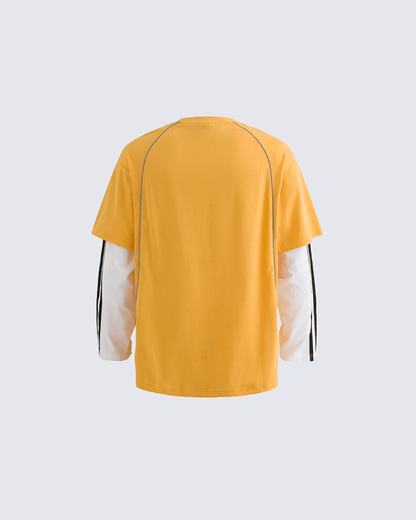 Contrast Sleeve Letter Print Street Style Long Sleeve T-Shirt