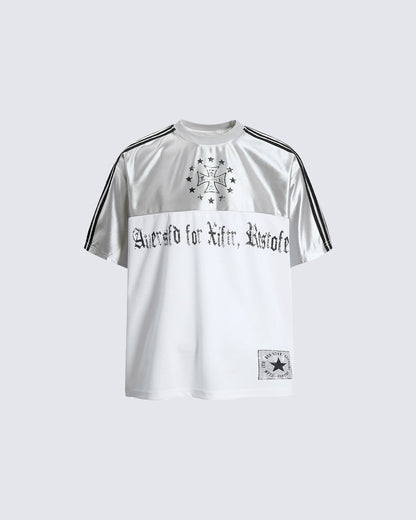Black Gothic Letter Stripe Sport T-Shirt