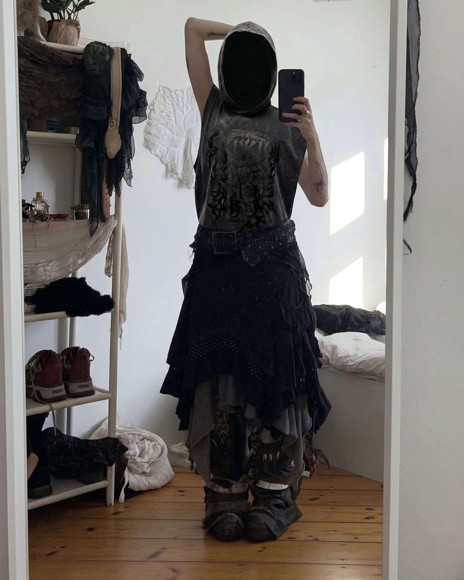 KIIKIO-New Washed Hooded Sleeveless Top