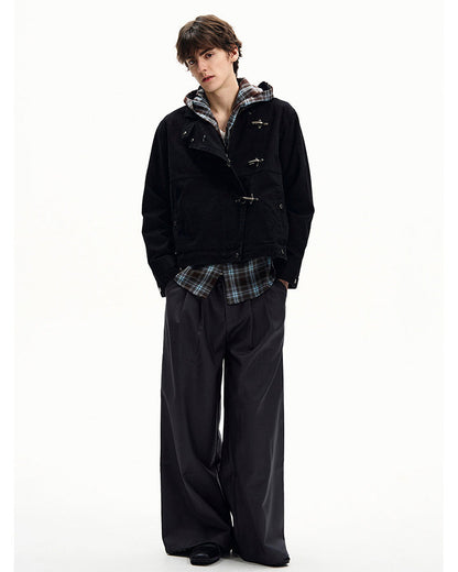Buckled Stand-Collar Aircraft Buckle Utility Jacket