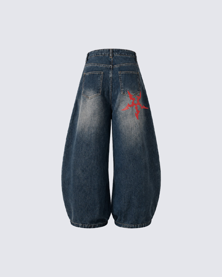 Vintage Totem Embroidered Curved-Leg Jeans New
