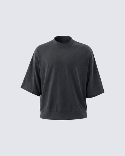 New Minimal Mock Neck Short Sleeve T-Shirt