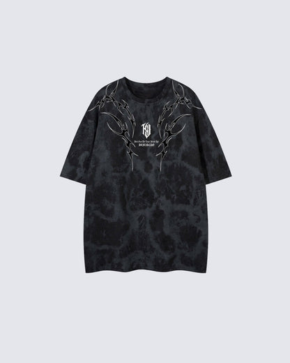 Tie-Dye Tribal Flame Graphic Oversized T-Shirt