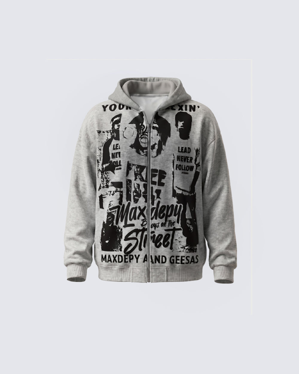American Street Portrait Graffiti Zip-Up Hoodie