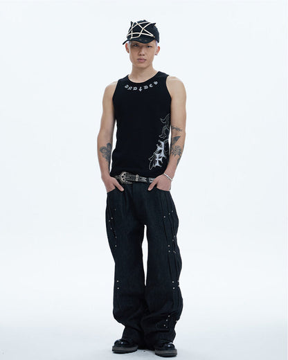 American Street Hip-Hop Slim Cross Tank Top New