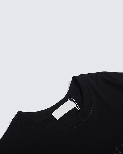 Gothic Chain Print Oversized Black T-Shirt