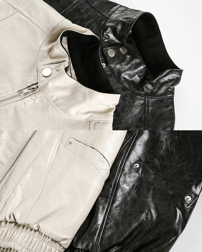 Old Money Style Boxy Vintage Biker Jacket