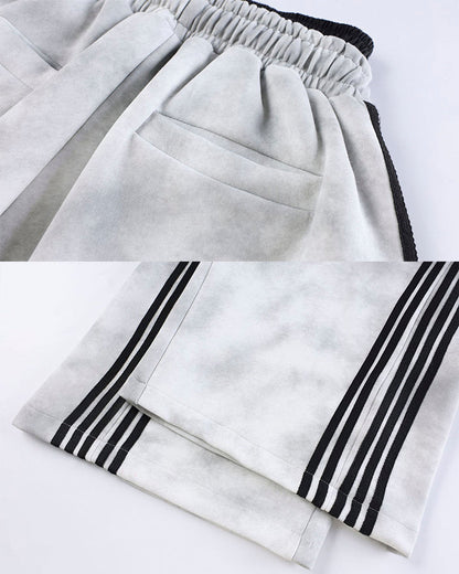 Double Waist Washed Side Stripe Sweatpants