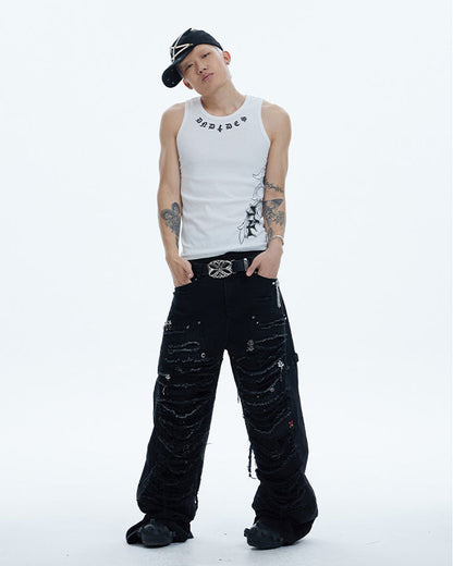 American Street Hip-Hop Slim Cross Tank Top New