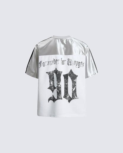 Black Gothic Letter Stripe Sport T-Shirt