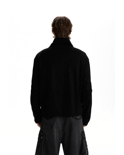 Minimalist Asymmetric Zip Stand Collar Jacket