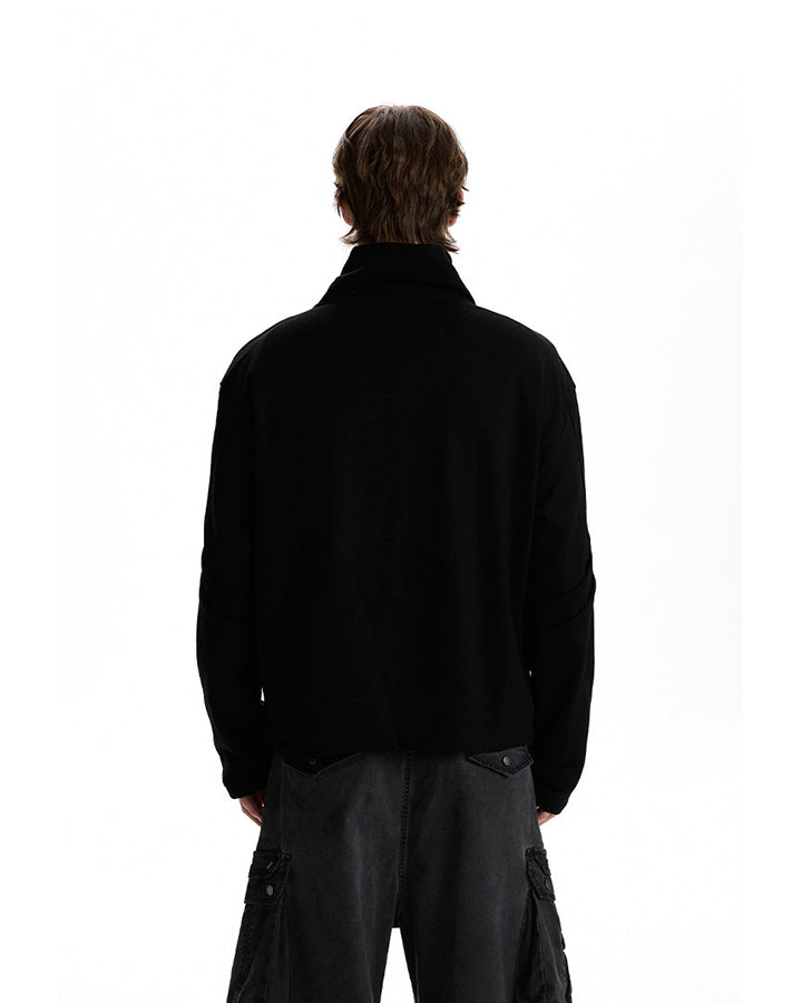 Minimalist Asymmetric Zip Stand Collar Jacket