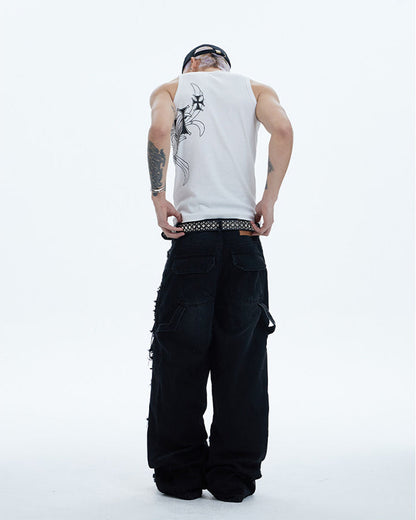 American Street Hip-Hop Slim Cross Tank Top New