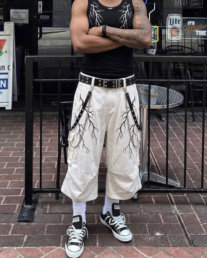 LIGHTNING Series | Gothic Chain Strap Utility Shorts