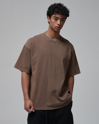 Street Fashion Distressed Short Boxy Tee