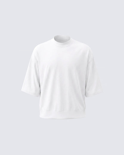 New Minimal Mock Neck Short Sleeve T-Shirt