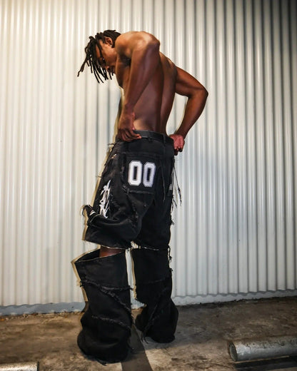 Gothic Spiral Distressed Convertible Jeans