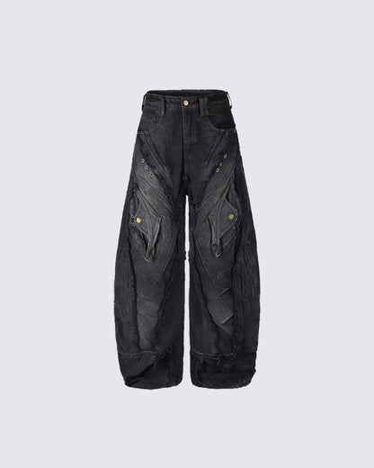 Heavy Deconstructed Washed Jeans