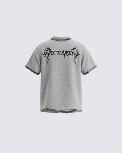 Vintage Gothic Cross Washed Polo Shirt
