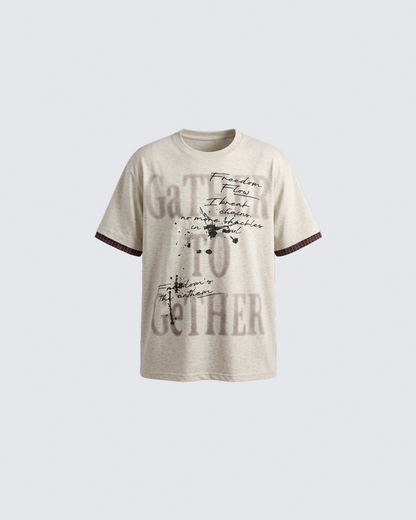 Vintage Washed Letter Print T-Shirt