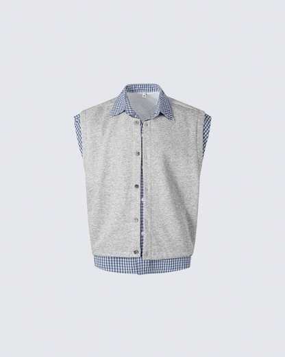 Layered Patchwork Vest Shirt