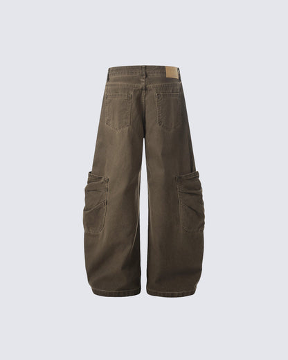 Vintage Washed Cargo Wide-Leg Scimitar Pants