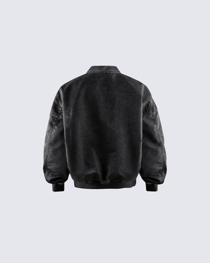 Washed Zip-Up Cotton Jacke