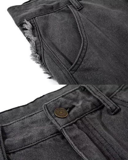American Dark Washed Deconstructed Wide Leg Pants