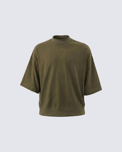 New Minimal Mock Neck Short Sleeve T-Shirt