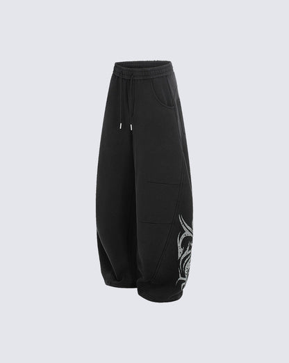 New Tribal Print Wide-Leg Sweatpants
