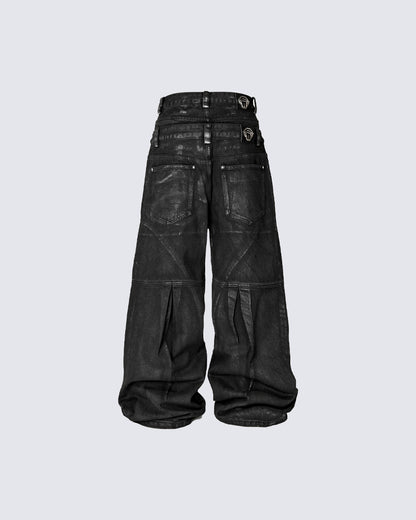 Double Waist Silver Wash Baggy Street Pants