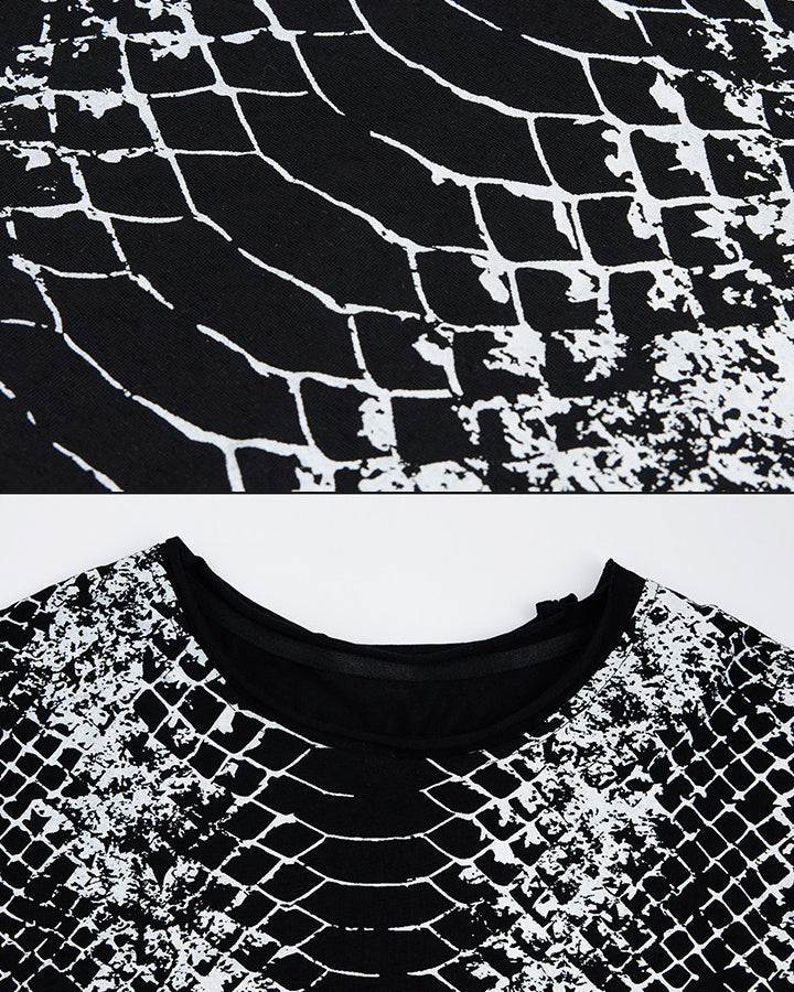 American Street Snake Print Distressed Long Sleeve T-Shirt