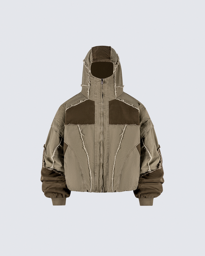 Deconstructed Patchwork Hooded Jacket