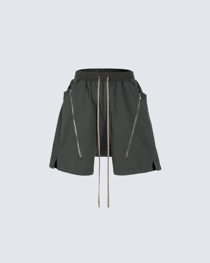 Minimal Zipper Detail Street Shorts