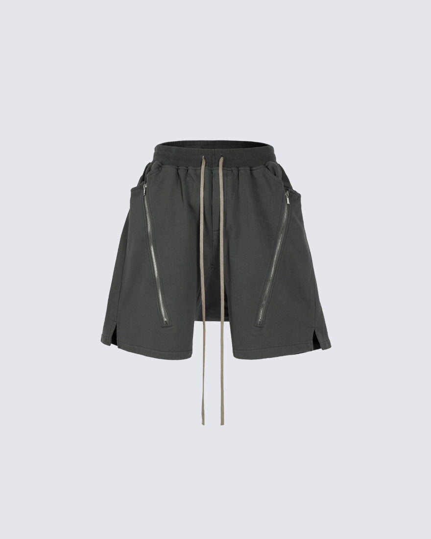Minimal Zipper Detail Street Shorts