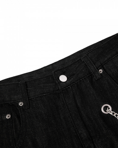Denim Wide Leg Grommet Versatile Pants