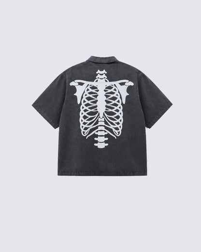 Vintage Washed Skeleton Graphic Shirt
