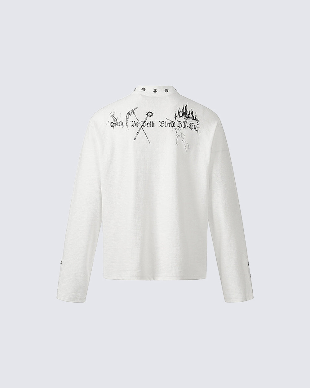 Gothic Graphic Studded Collar Long Sleeve Tee