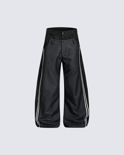 Dual-Layer Design Curved Blade Casual Pants