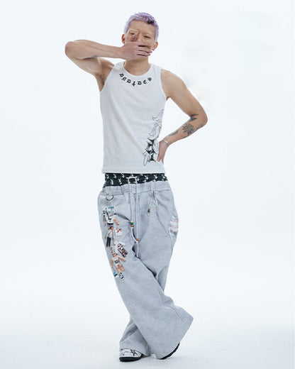 American Street Hip-Hop Slim Cross Tank Top New