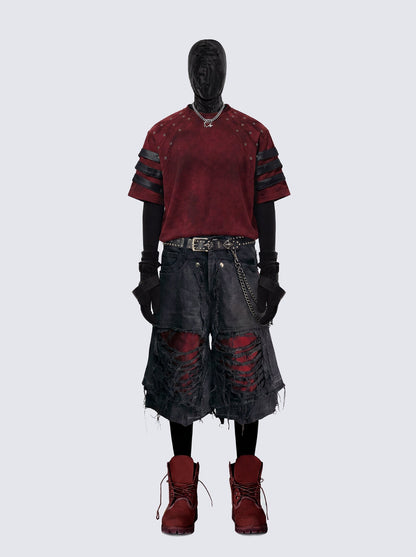 New Raw Hem Ripped Black Jean Shorts