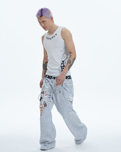 American Street Hip-Hop Slim Cross Tank Top New