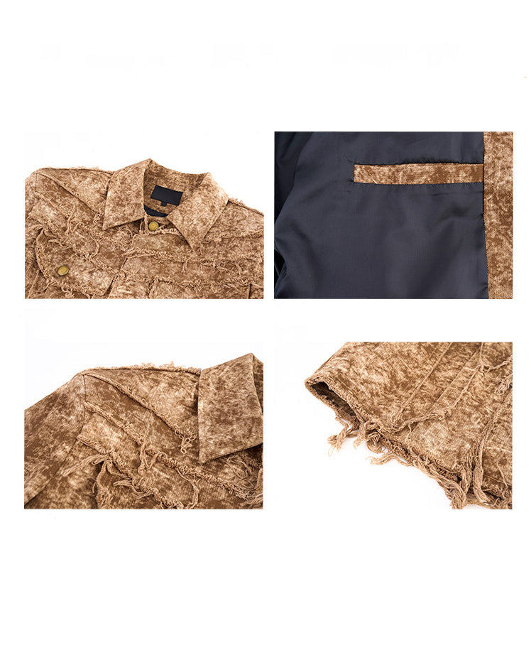 Retro Distressed Short Cotton Jacket