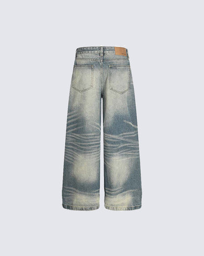 American Vintage Whiskered Washed Denim Jeans