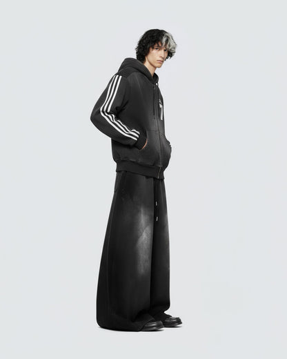 Vintage Loose Fit Distressed Wide-Leg Scimitar Sweatpants