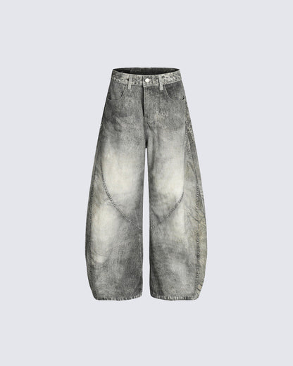 Vintage Washed Wide-Leg Jeans