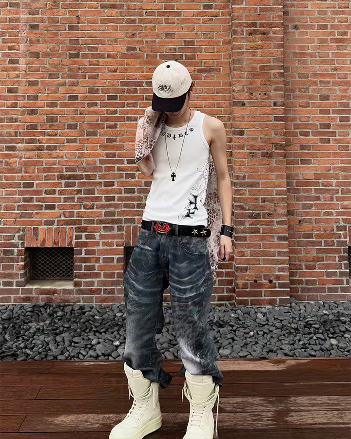 American Street Hip-Hop Slim Cross Tank Top New