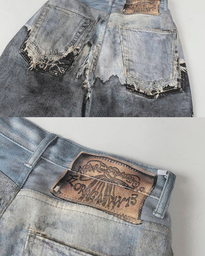 Vintage Destroyed Wide-Leg Jeans