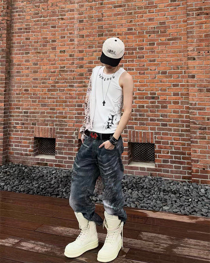 American Street Hip-Hop Slim Cross Tank Top New
